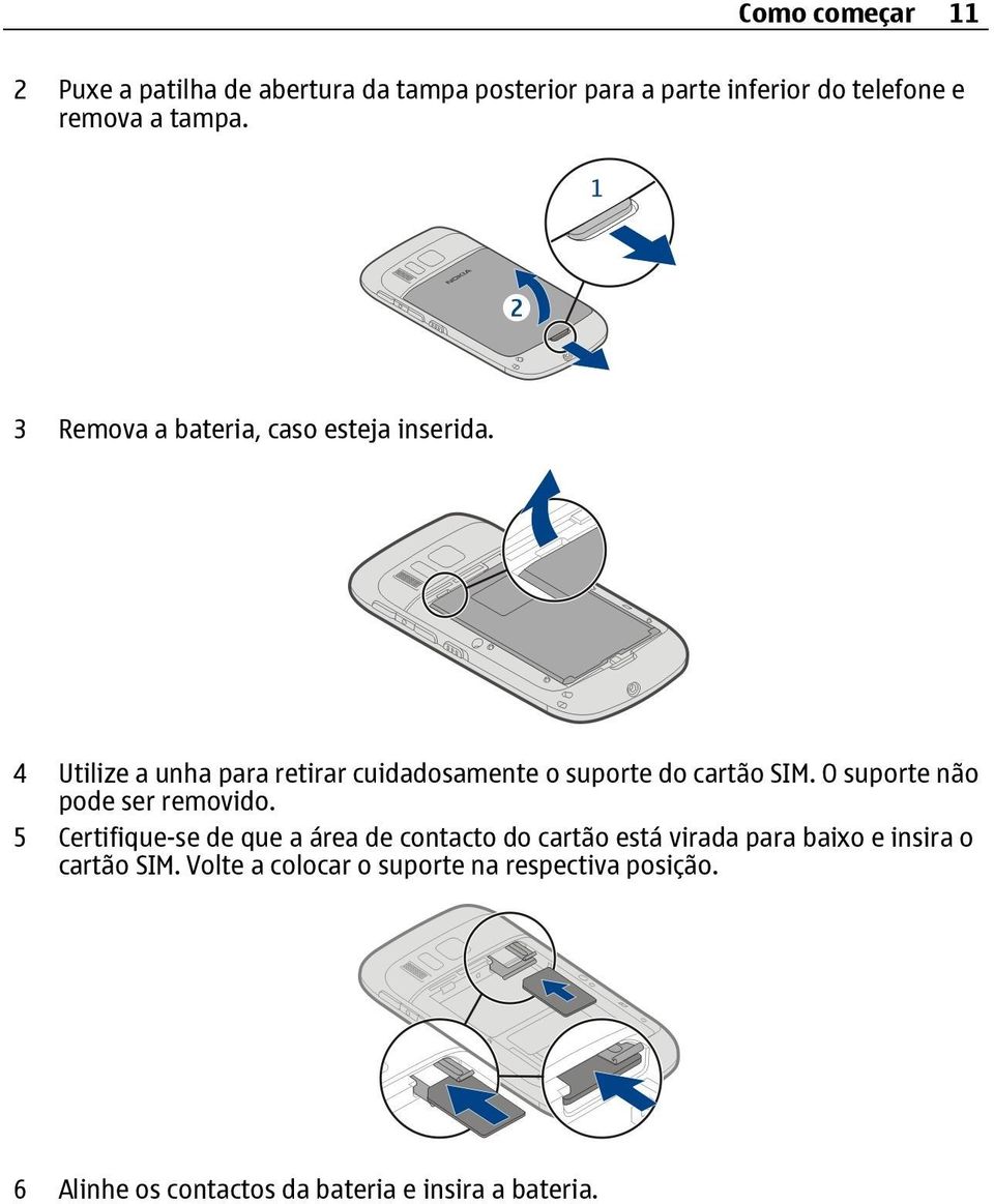 O suporte não pode ser removido.