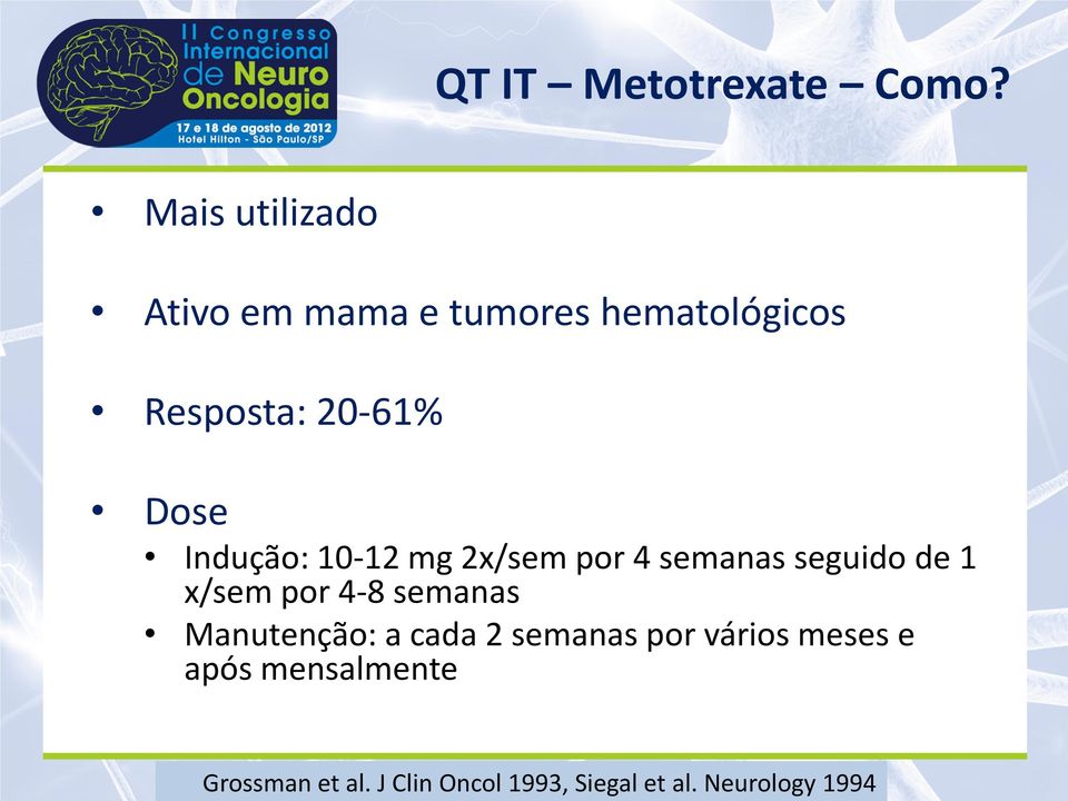 Mais utilizado Ativo em mama e tumores hematológicos Resposta: 20-61% Dose