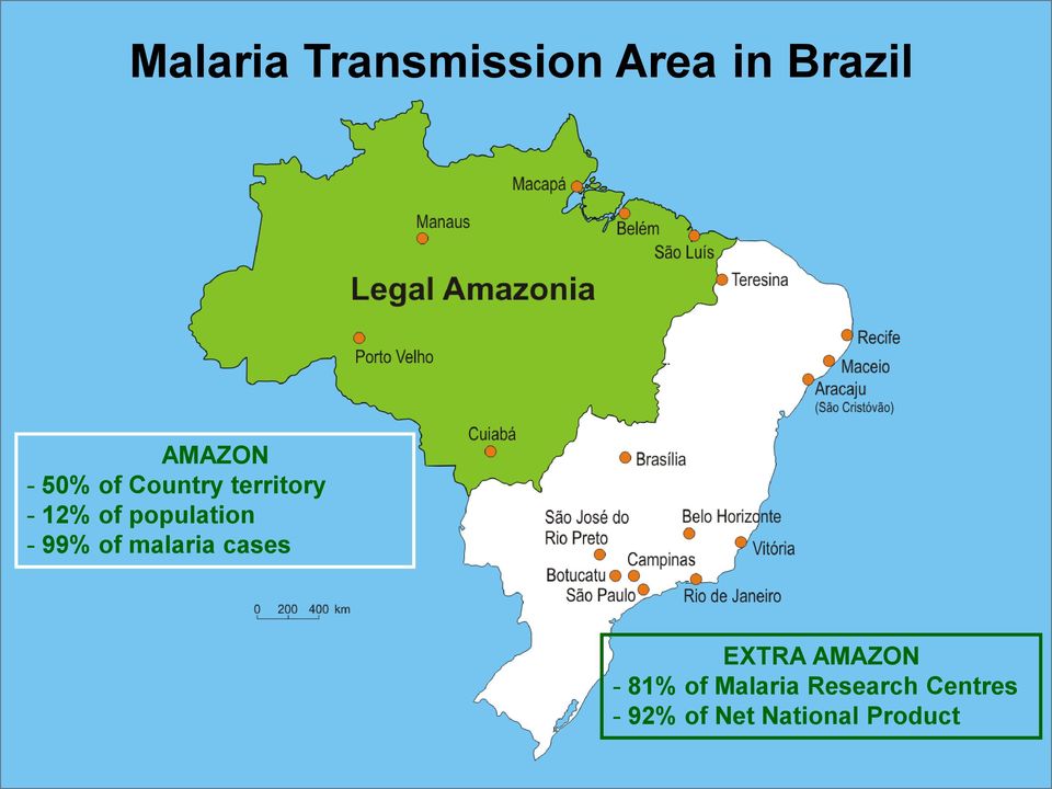 99% of malaria cases EXTRA AMAZON - 81% of