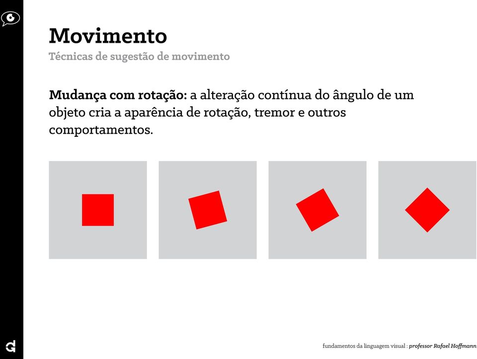 contínua do ângulo de um objeto cria a