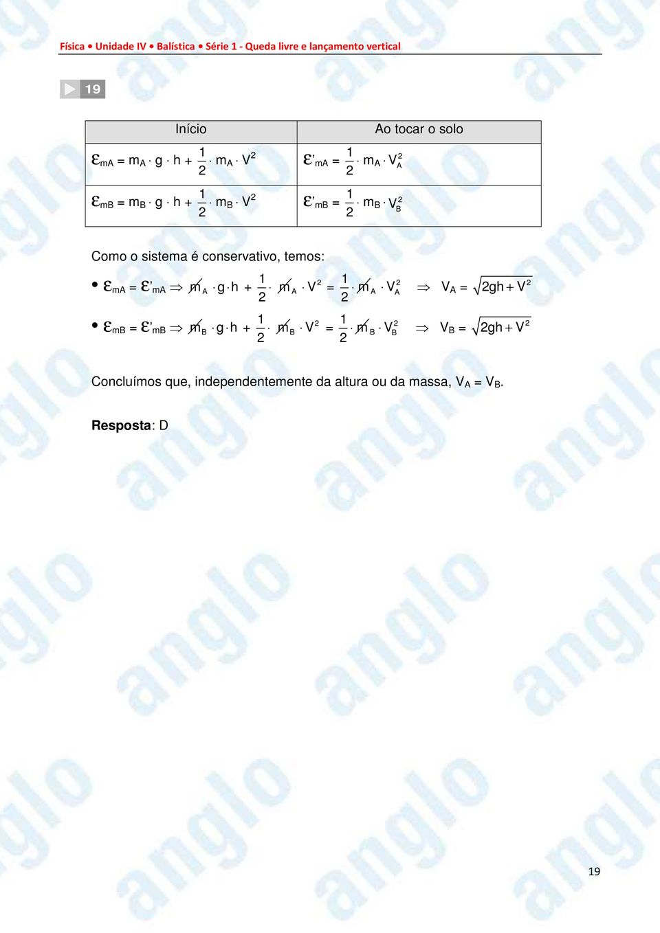 1 m ε mb = ε mb mb g h + 1 m A V = 1 m A V V A = gh + V A B V = 1 m B V V B = gh + V