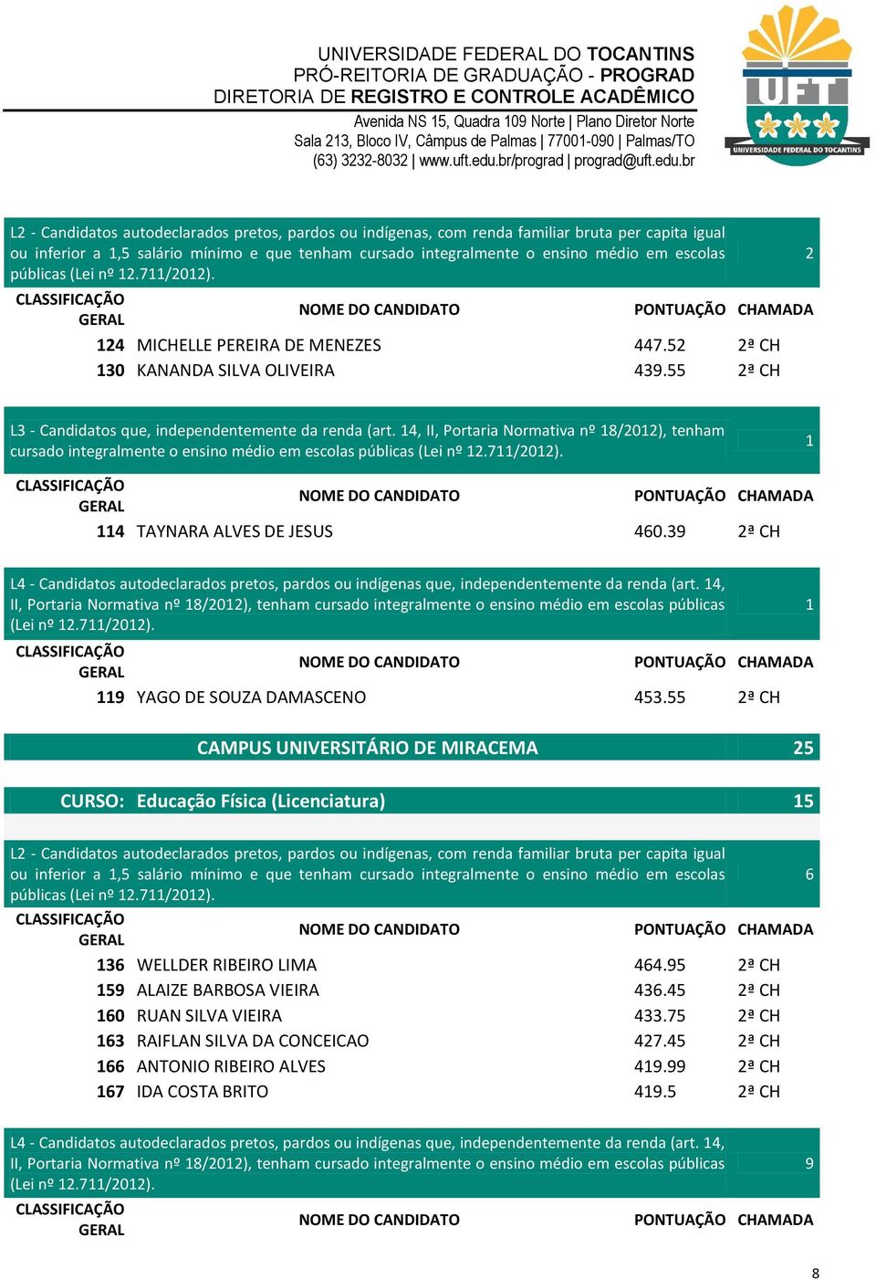 4, II, Portaria Normativa nº 8/0), tenham cursado integralmente o ensino médio em escolas 4 TAYNARA ALVES DE JESUS 460.