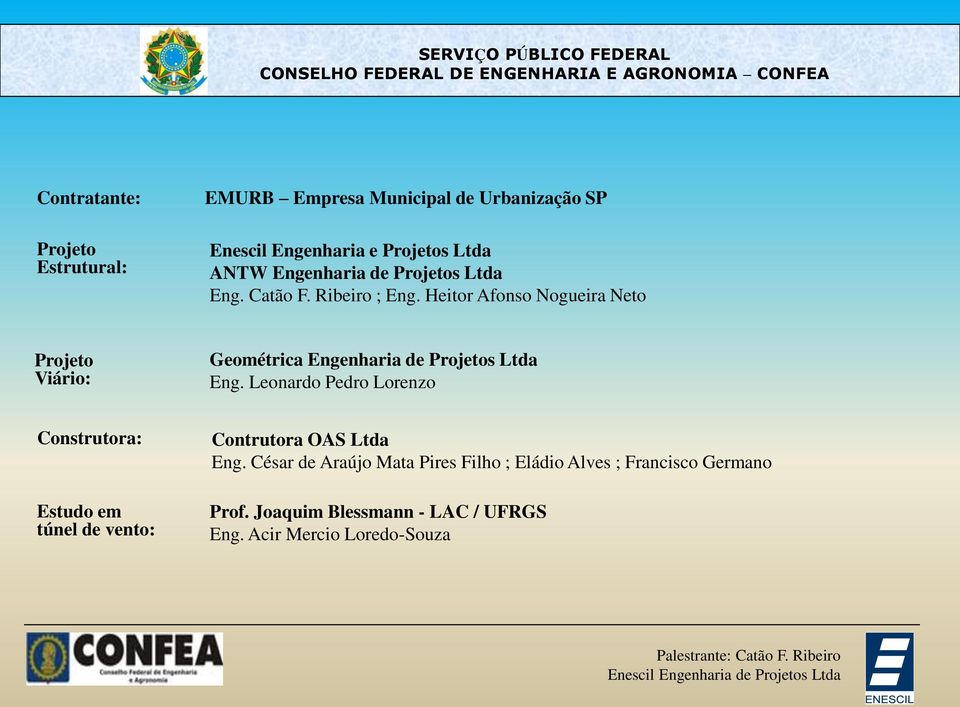 Heitor Afonso Nogueira Neto Projeto Viário: Geométrica Engenharia de Projetos Ltda Eng.