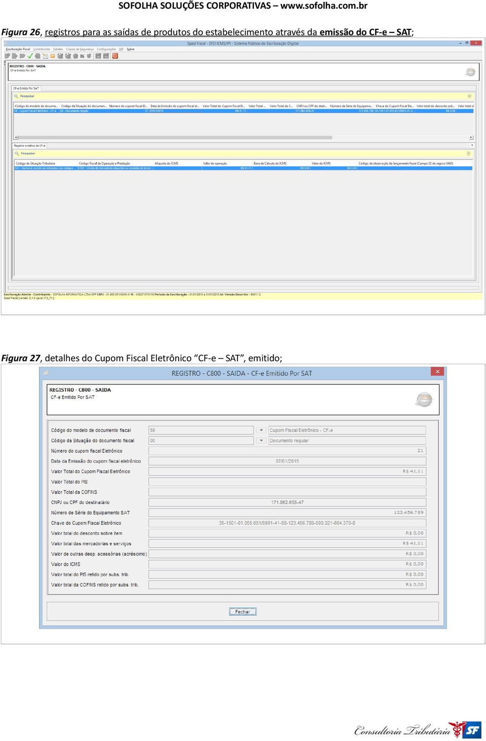 emissão do CF-e SAT; Figura 27, detalhes
