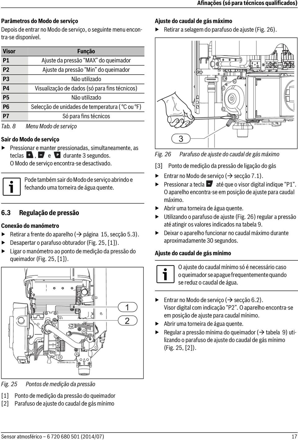 3 Regulação de pressão Função Ajuste da pressão MAX do queimador Ajuste da pressão Min do queimador Não utilizado Visualização de dados (só para fins técnicos) Não utilizado Selecção de unidades de