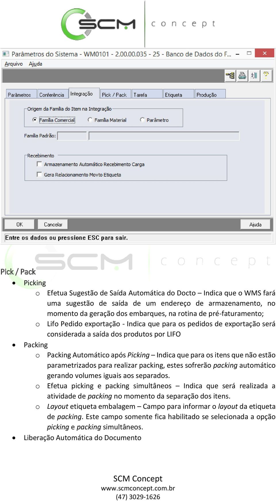 que não estão parametrizados para realizar packing, estes sofrerão packing automático gerando volumes iguais aos separados.