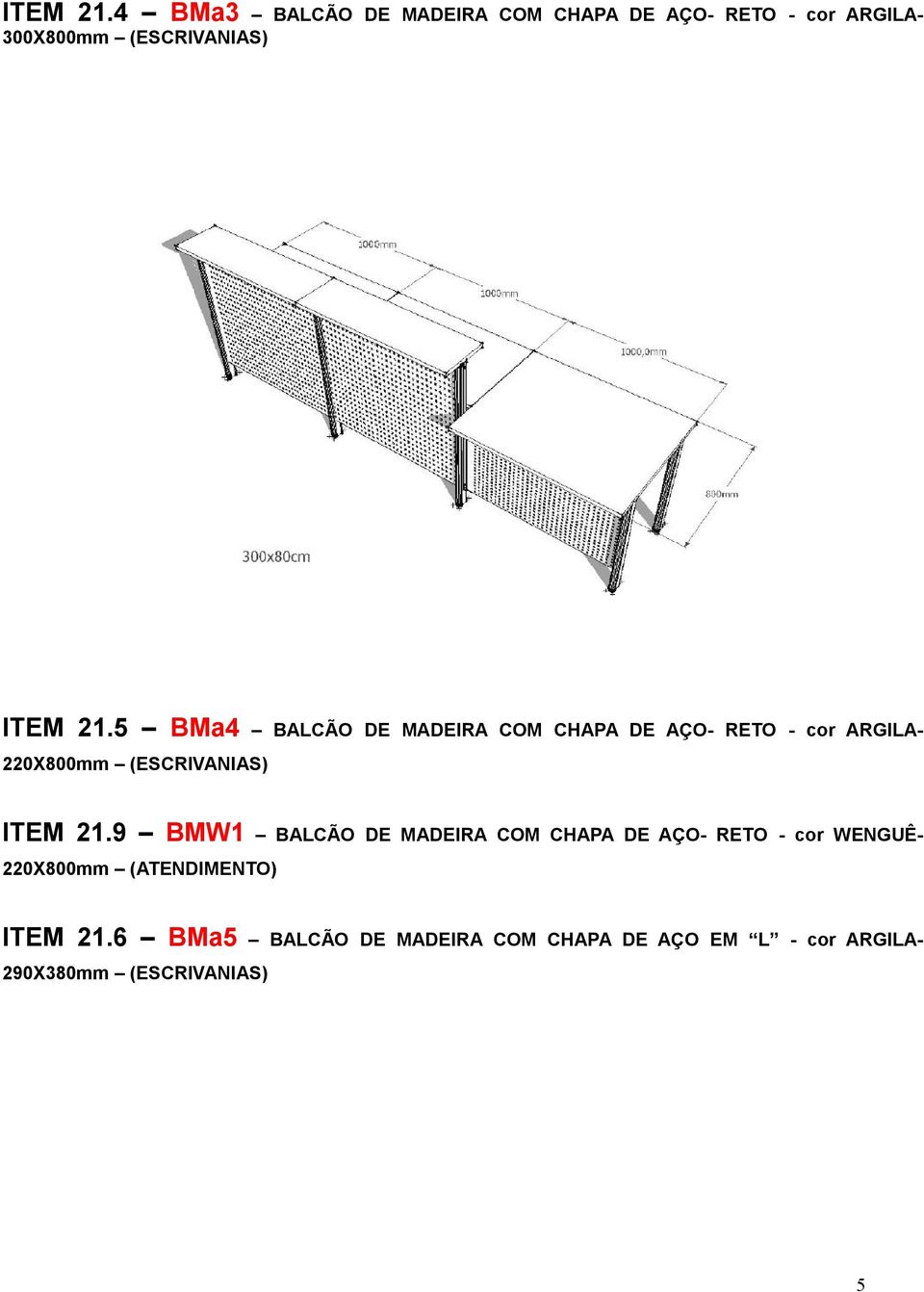 BALCÃO DE MADEIRA COM CHAPA DE AÇO- RETO - cor ARGILA- 220X800mm (ESCRIVANIAS) 9 BMW1 BALCÃO