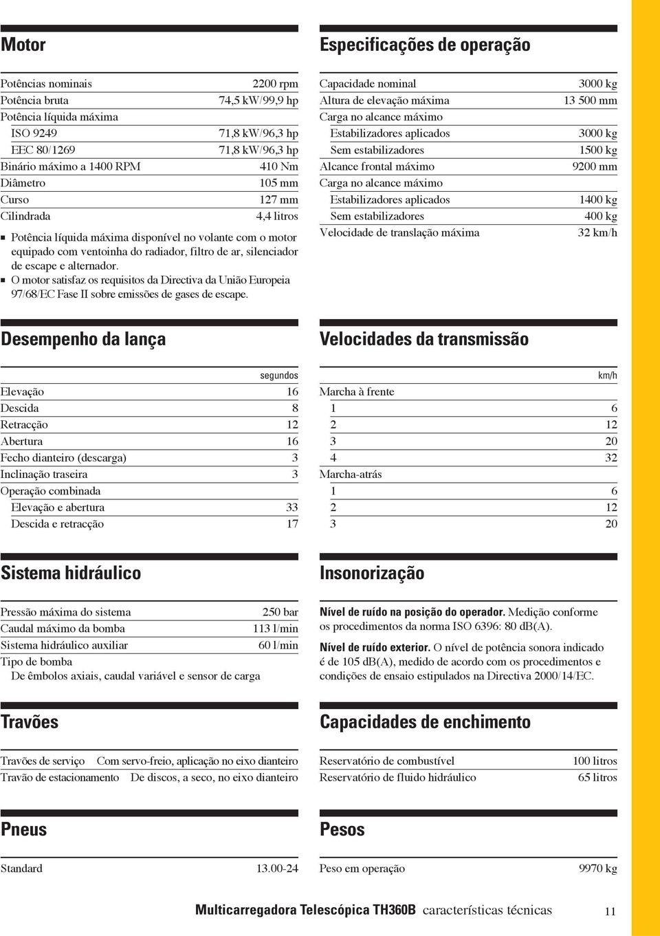 alternador. O motor satisfaz os requisitos da Directiva da União Europeia 97/68/EC Fase II sobre emissões de gases de escape.