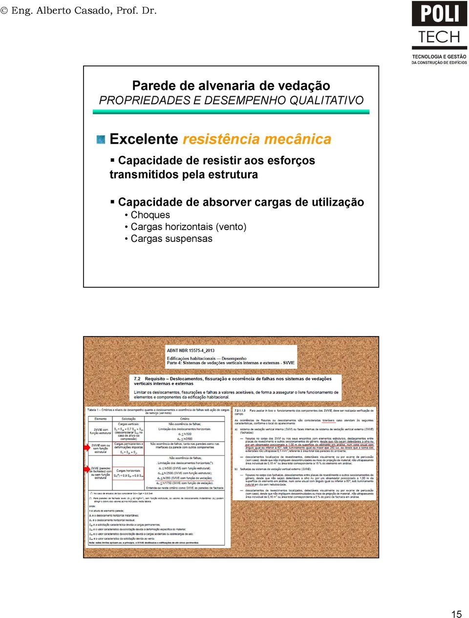 Excelente resistência mecânica Capacidade de resistir aos esforços