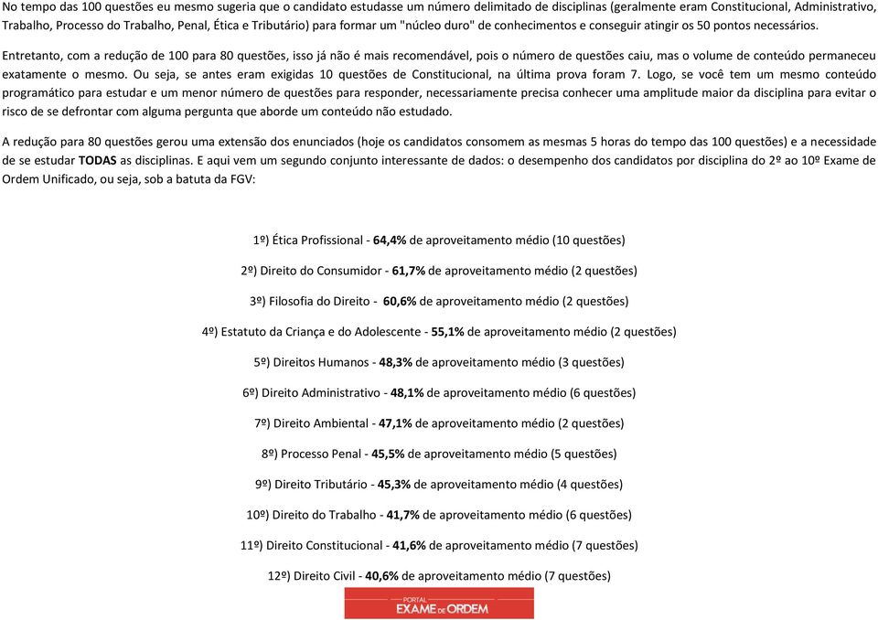 Entretanto, com a redução de 100 para 80 questões, isso já não é mais recomendável, pois o número de questões caiu, mas o volume de conteúdo permaneceu exatamente o mesmo.