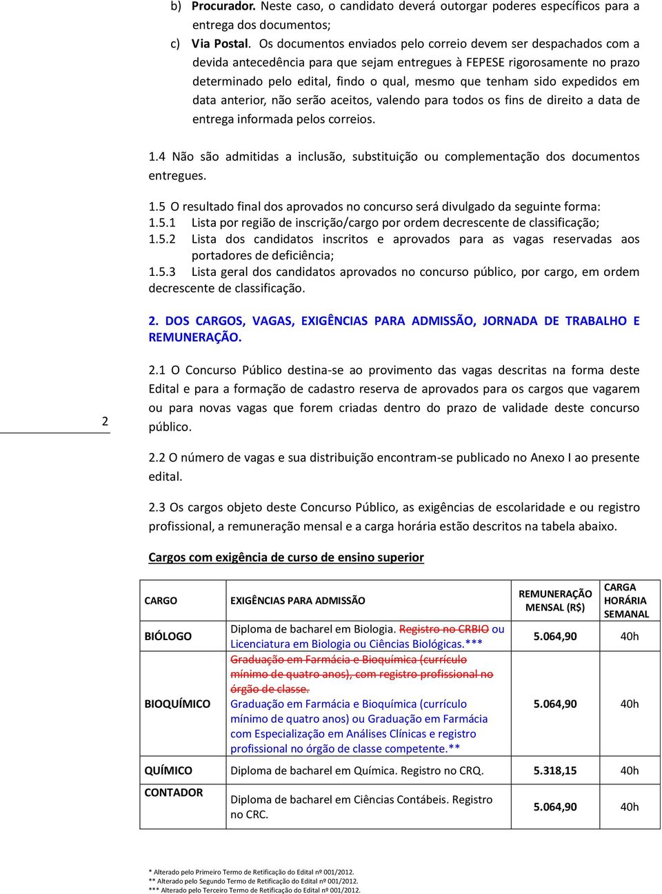 sido expedidos em data anterior, não serão aceitos, valendo para todos os fins de direito a data de entrega informada pelos correios. 1.