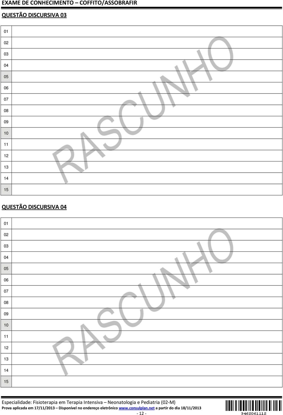 QUESTÃO DISCURSIVA 04 01 02 03 04