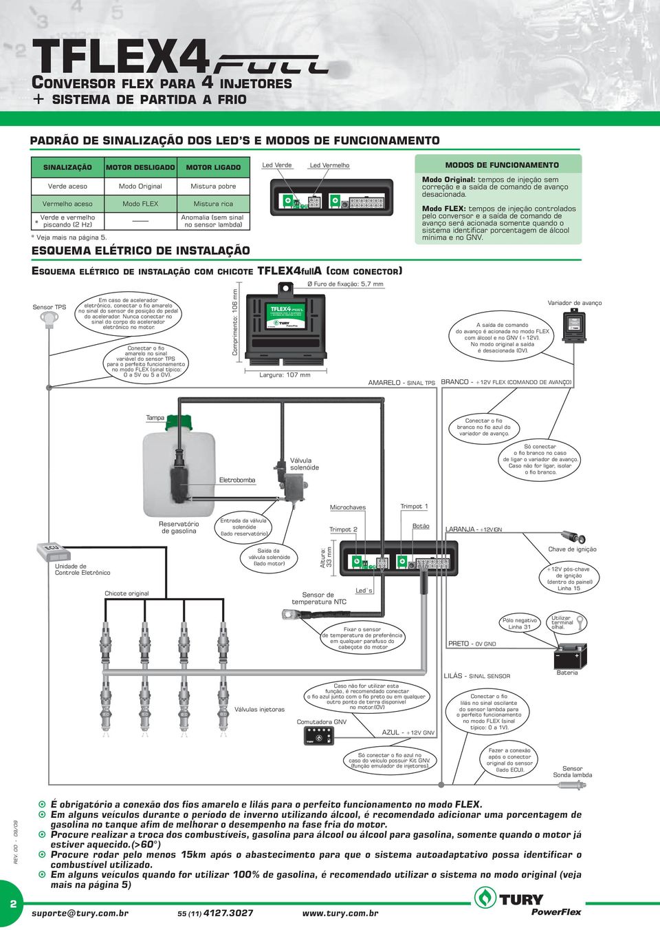 (com conector) Sensor TPS Em caso de acelerador eletrônico, conectar o fio amarelo no sinal do sensor de posição do pedal do acelerador.