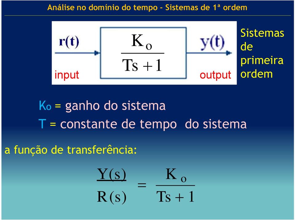 sistema T = constante de tempo do