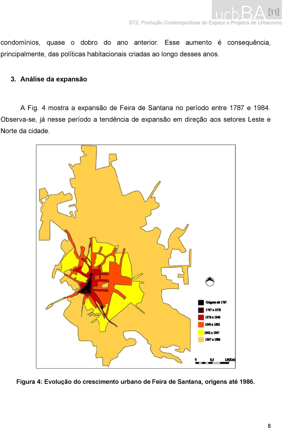 Análise da expansão A Fig. 4 mostra a expansão de Feira de Santana no período entre 1787 e 1984.