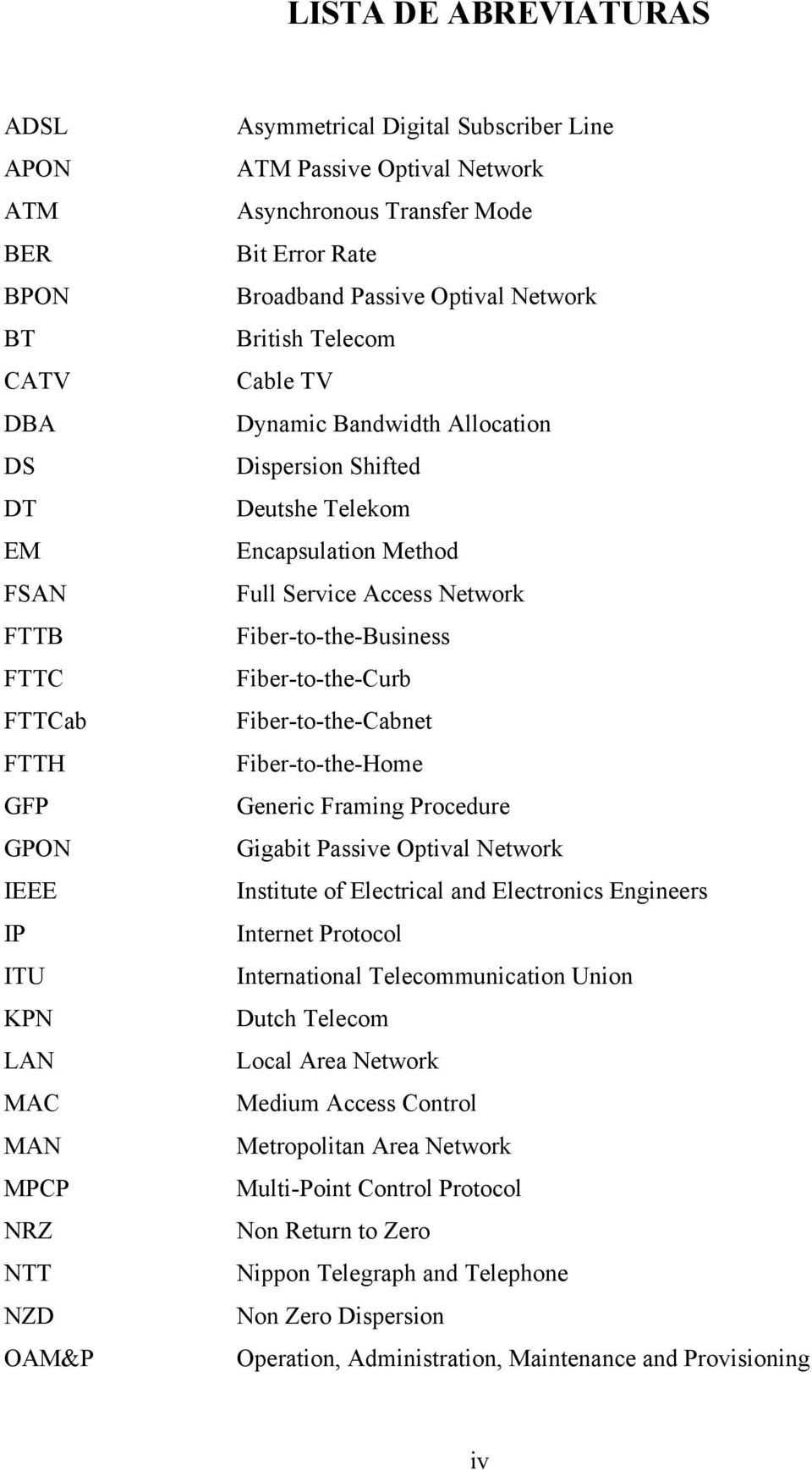 Encapsulation Method Full Service Access Network Fiber-to-the-Business Fiber-to-the-Curb Fiber-to-the-Cabnet Fiber-to-the-Home Generic Framing Procedure Gigabit Passive Optival Network Institute of