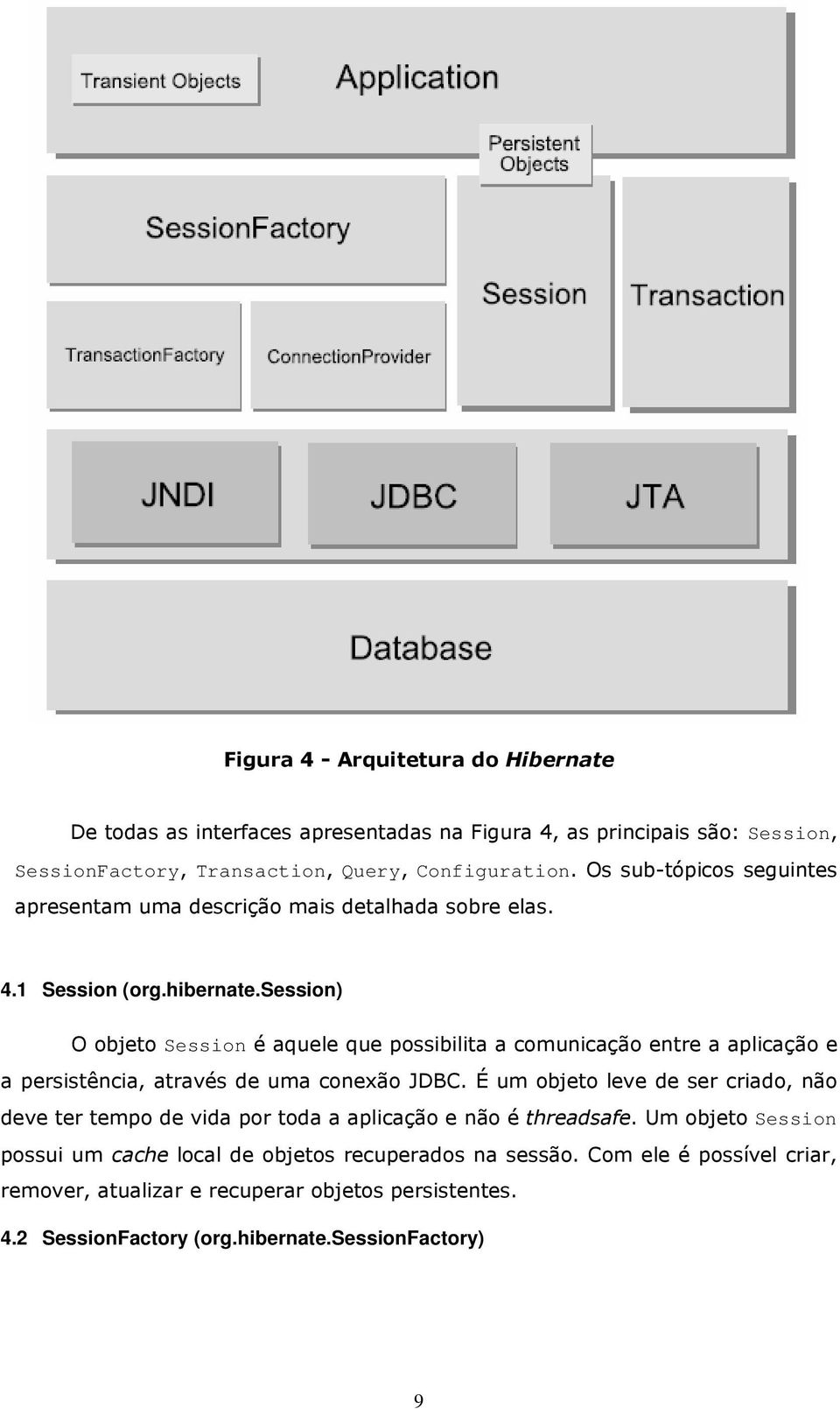 session) O objeto Session é aquele que possibilita a comunicação entre a aplicação e a persistência, através de uma conexão JDBC.