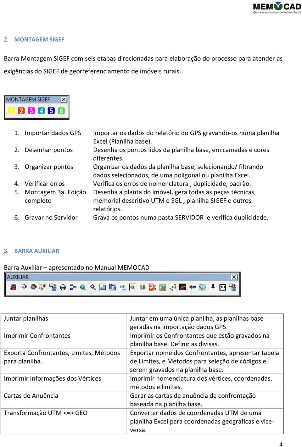 Organizar pontos Organizar os dados da planilha base, selecionando/ filtrando dados selecionados, de uma poligonal ou planilha Excel. 4.