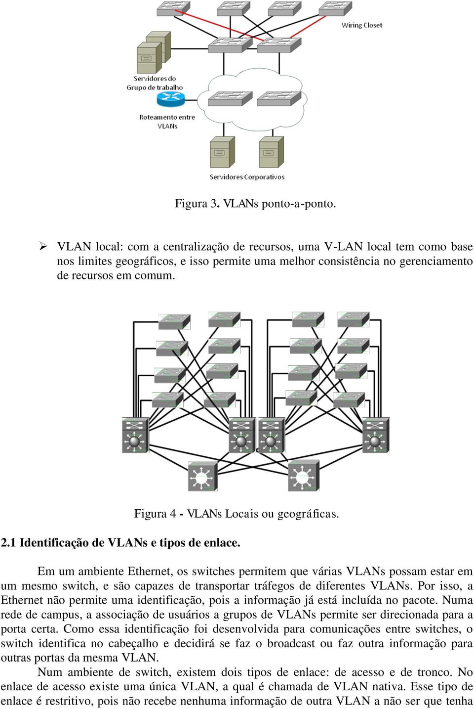 Figura 4 - VLANs Locais ou geográficas. 2.1 Identificação de VLANs e tipos de enlace.