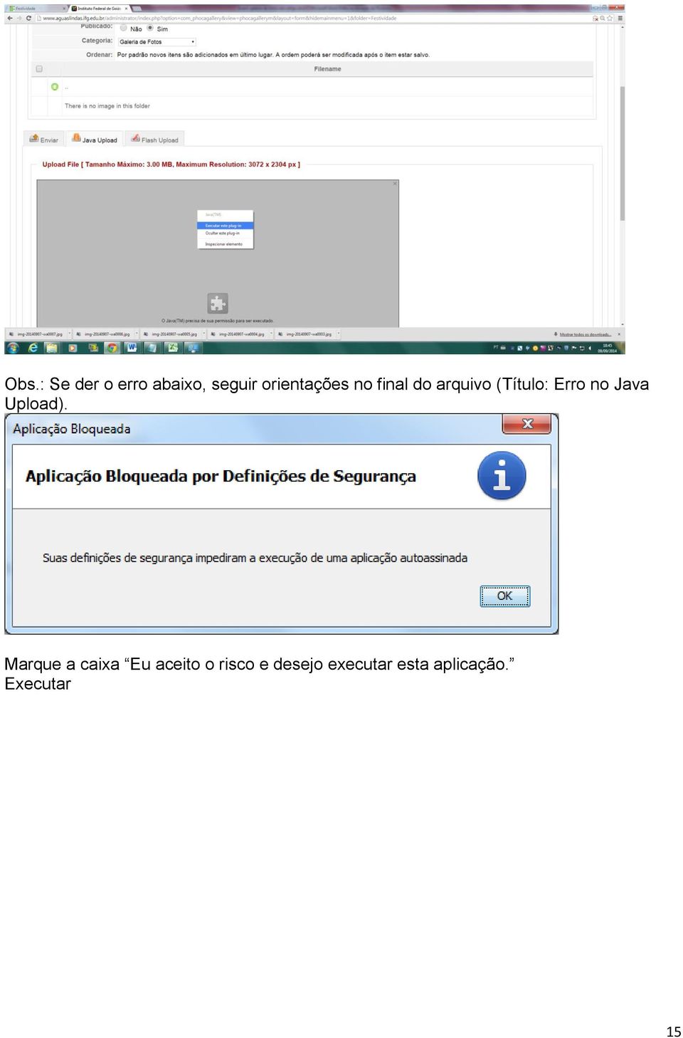 Erro no Java Upload).