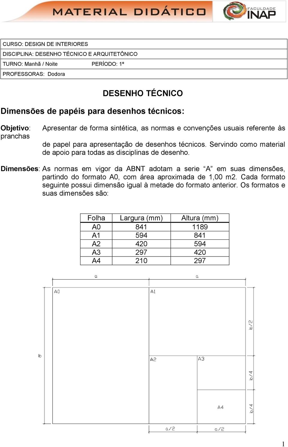 Servindo como material de apoio para todas as disciplinas de desenho.