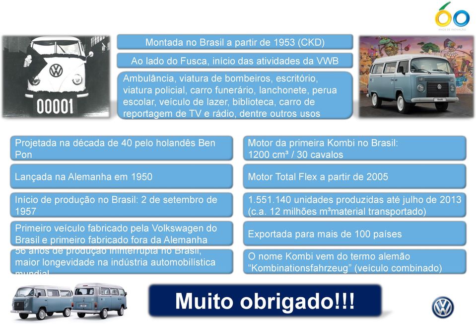 setembro de 1957 Primeiro veículo fabricado pela Volkswagen do Brasil e primeiro fabricado fora da Alemanha 56 anos de produção ininterrupta no Brasil, maior longevidade na indústria automobilística
