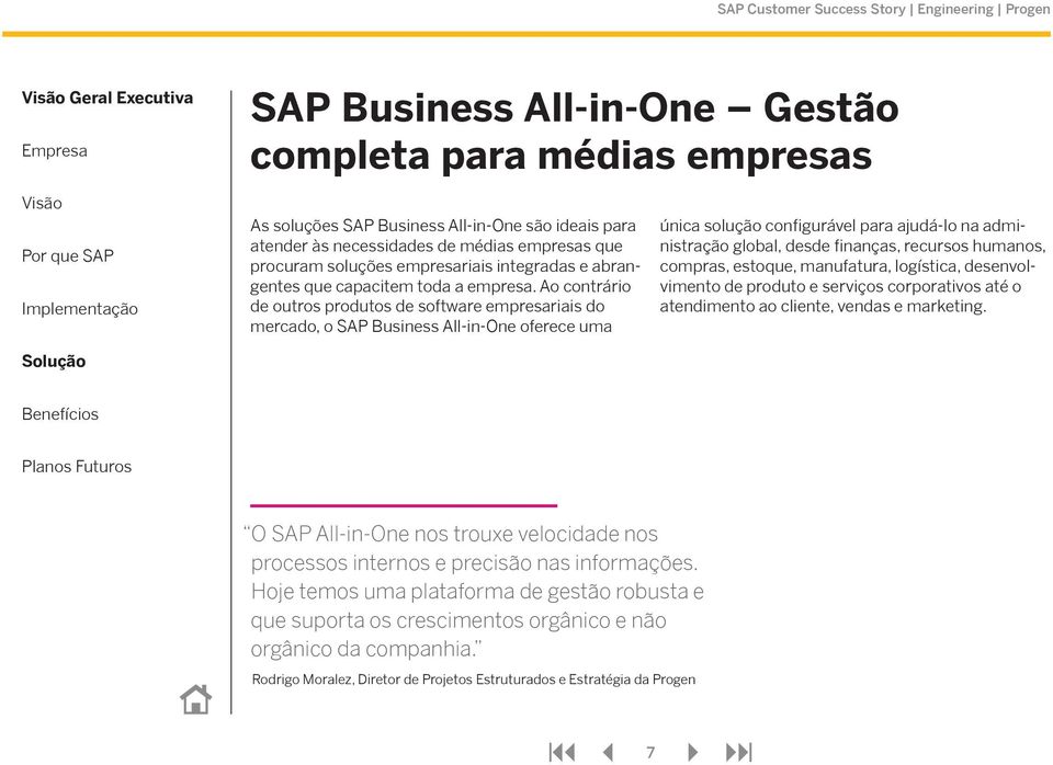 Ao contrário de outros produtos de software empresariais do mercado, o SAP Business All-in-One oferece uma única solução configurável para ajudá-lo na administração global, desde finanças, recursos