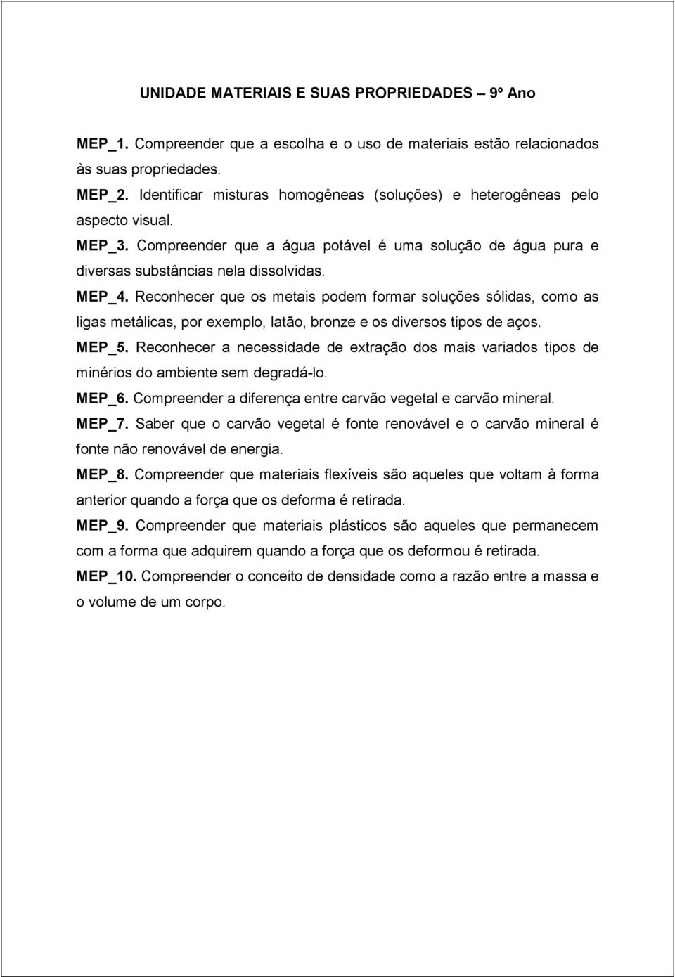 Reconhecer que os metais podem formar soluções sólidas, como as ligas metálicas, por exemplo, latão, bronze e os diversos tipos de aços. MEP_5.