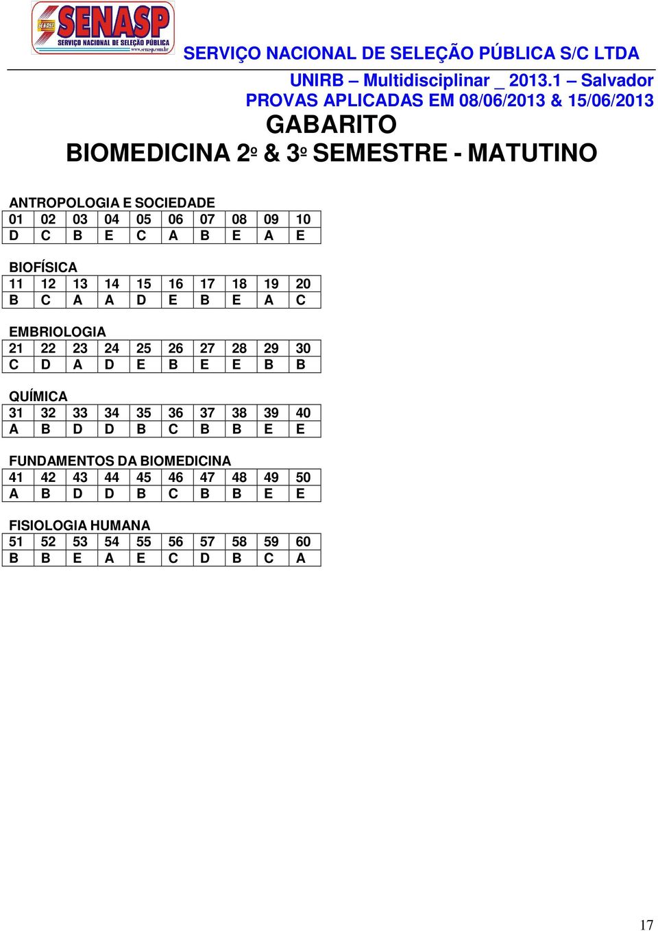 A D E B E E B B QUÍMICA A B D D B C B B E E FUNDAMENTOS DA