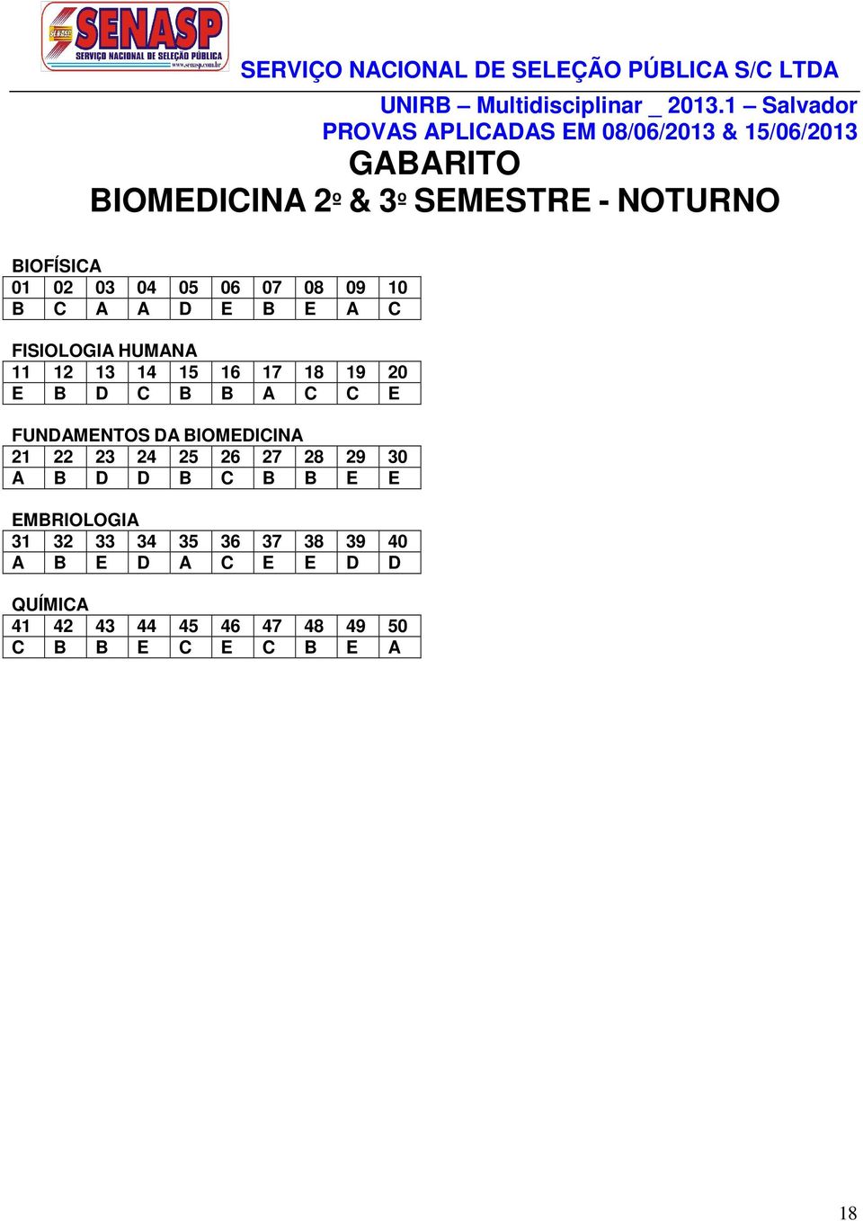 FUNDAMENTOS DA BIOMEDICINA A B D D B C B B E E