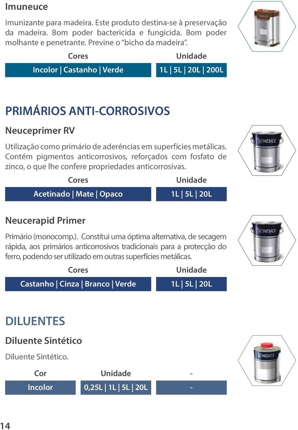 Contém pigmentos anticorrosivos, reforçados com fosfato de zinco, o que lhe confere propriedades anticorrosivas. es Acetinado Mate Opaco Neucerapid Primer 1L 5L 20L Primário (monocomp.).