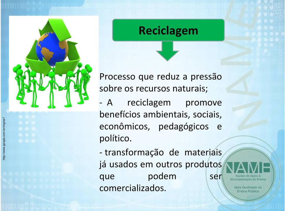 reciclagem promove benefícios ambientais, sociais, econômicos,