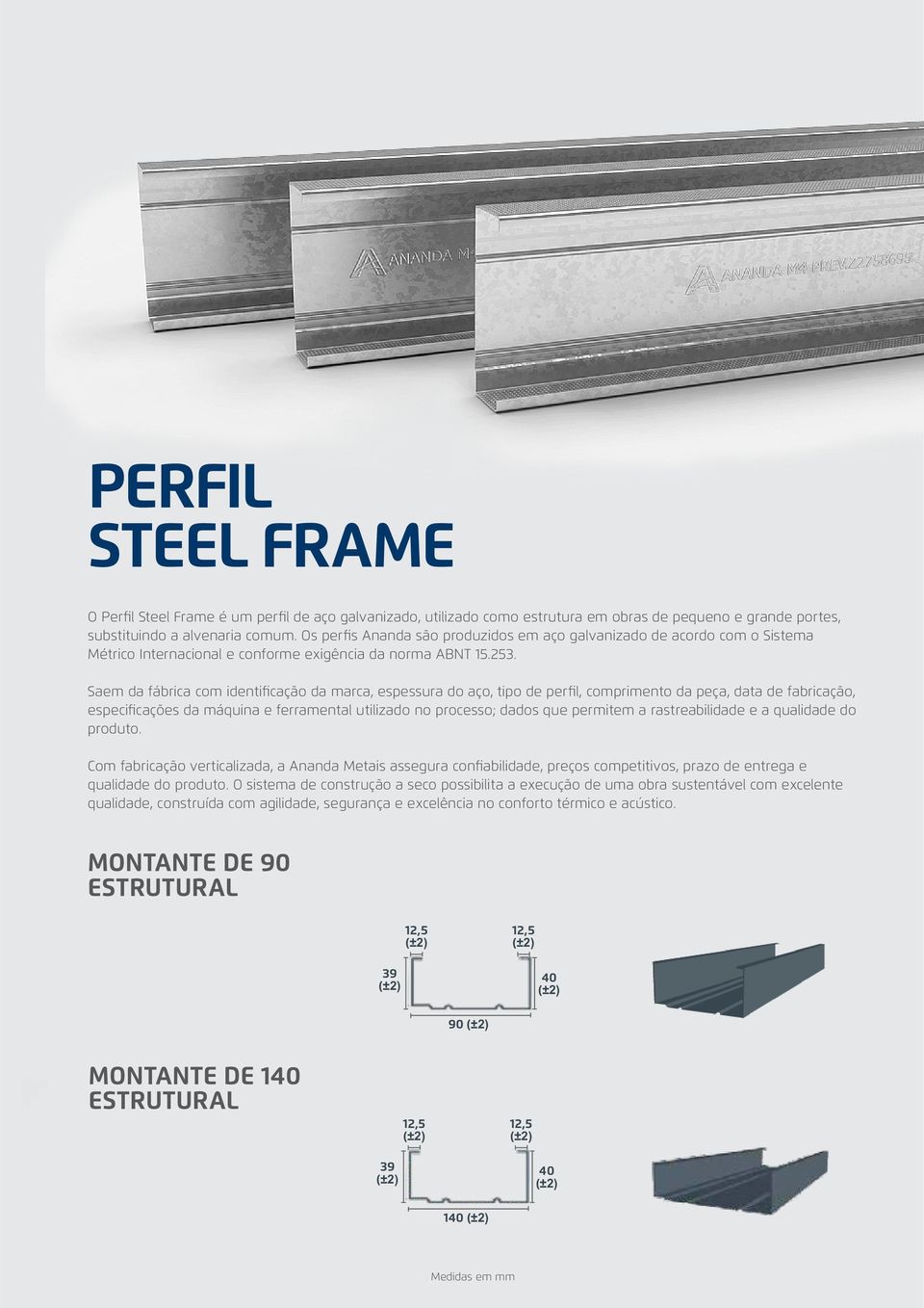 Produto: Perfil Guia para Steel Frame 90x3000mm Ananda
