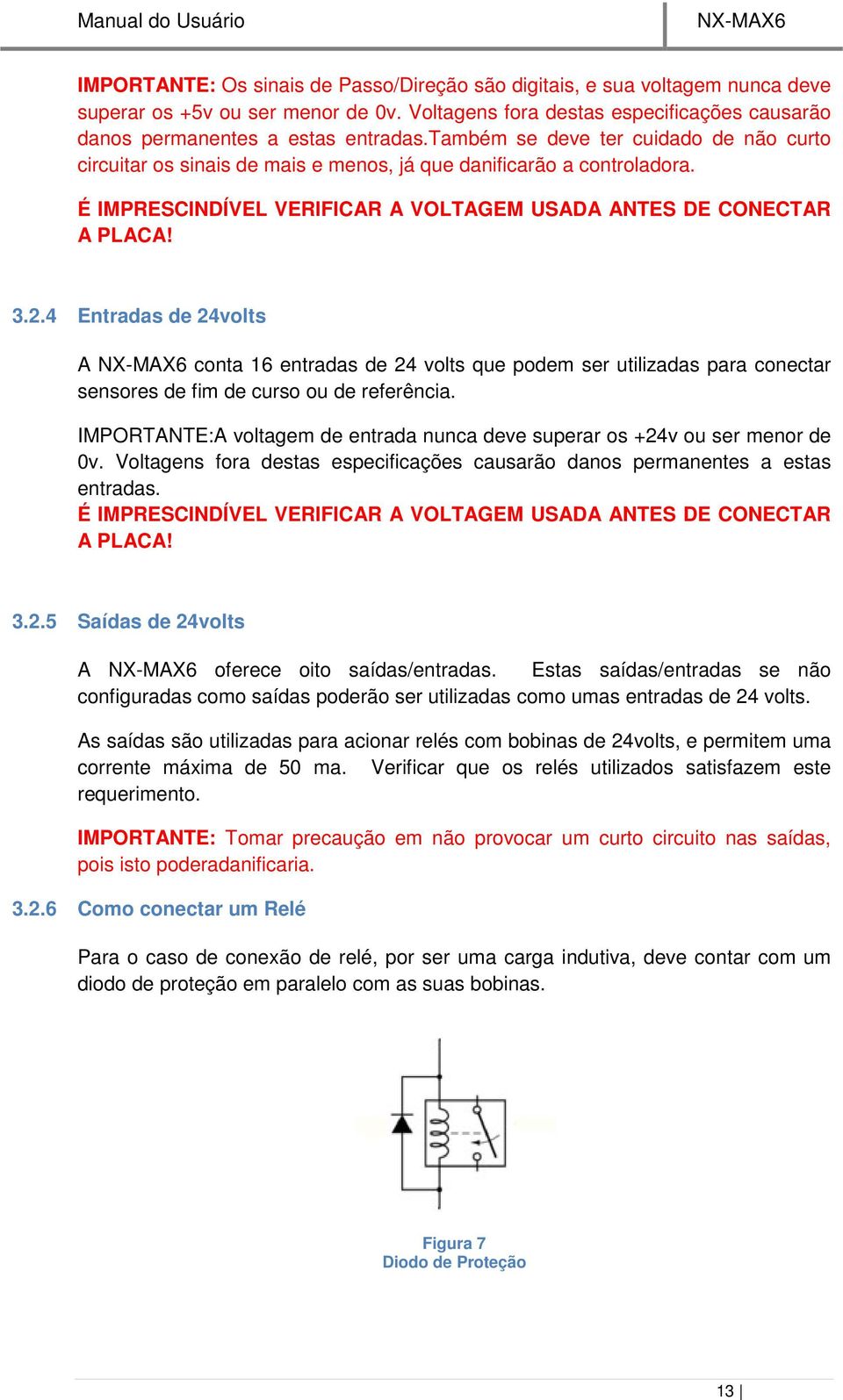 4 Entradas de 24volts A conta 16 entradas de 24 volts que podem ser utilizadas para conectar sensores de fim de curso ou de referência.