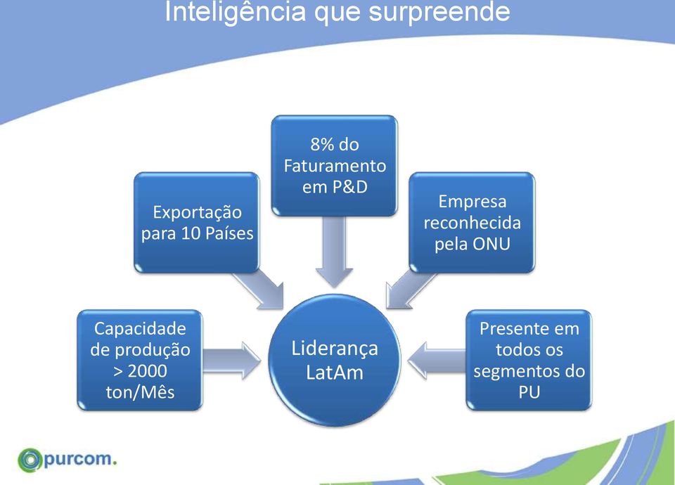 reconhecida pela ONU Capacidade de produção >