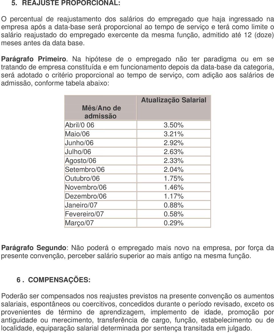 Na hipótese de o empregado não ter paradigma ou em se tratando de empresa constituída e em funcionamento depois da data-base da categoria, será adotado o critério proporcional ao tempo de serviço,