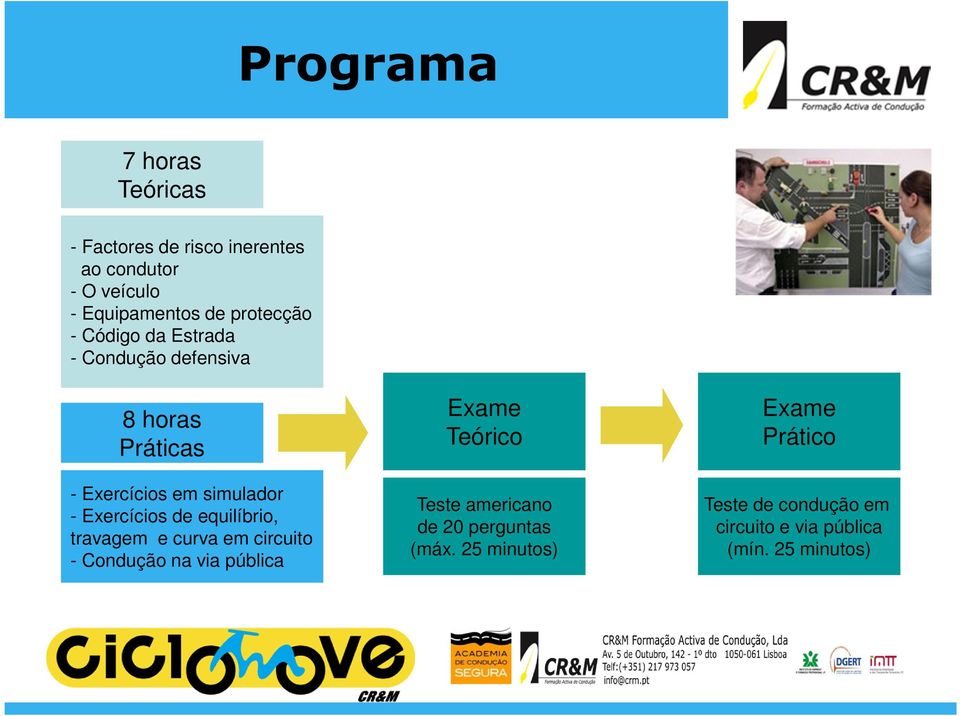 de equilíbrio, travagem e curva em circuito Condução na via pública Exame Teórico Teste americano