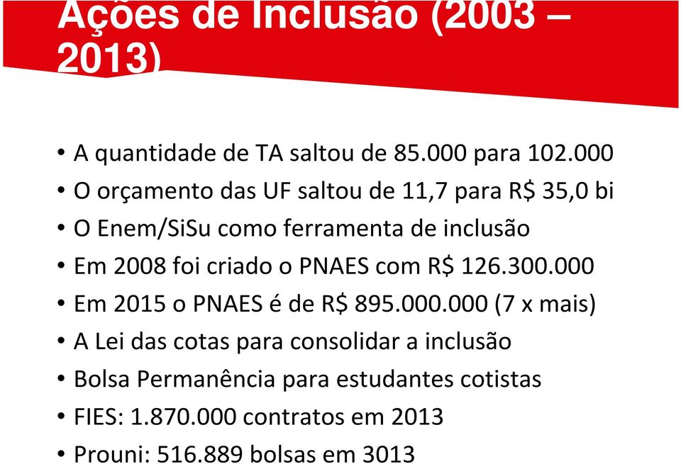 foi criado o PNAES com R$ 126.300.000 