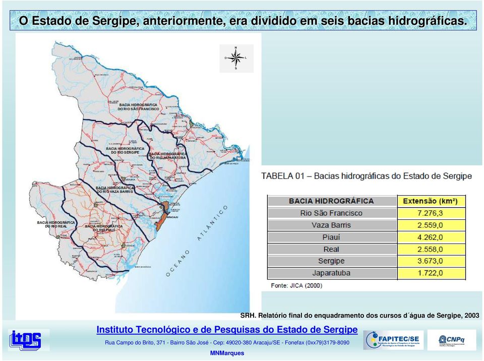 hidrográficas. SRH.