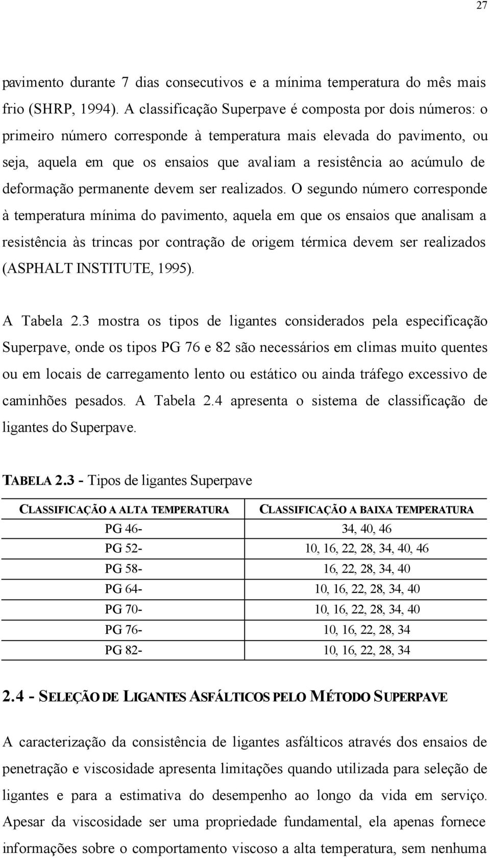 deformação permanente devem ser realizados.