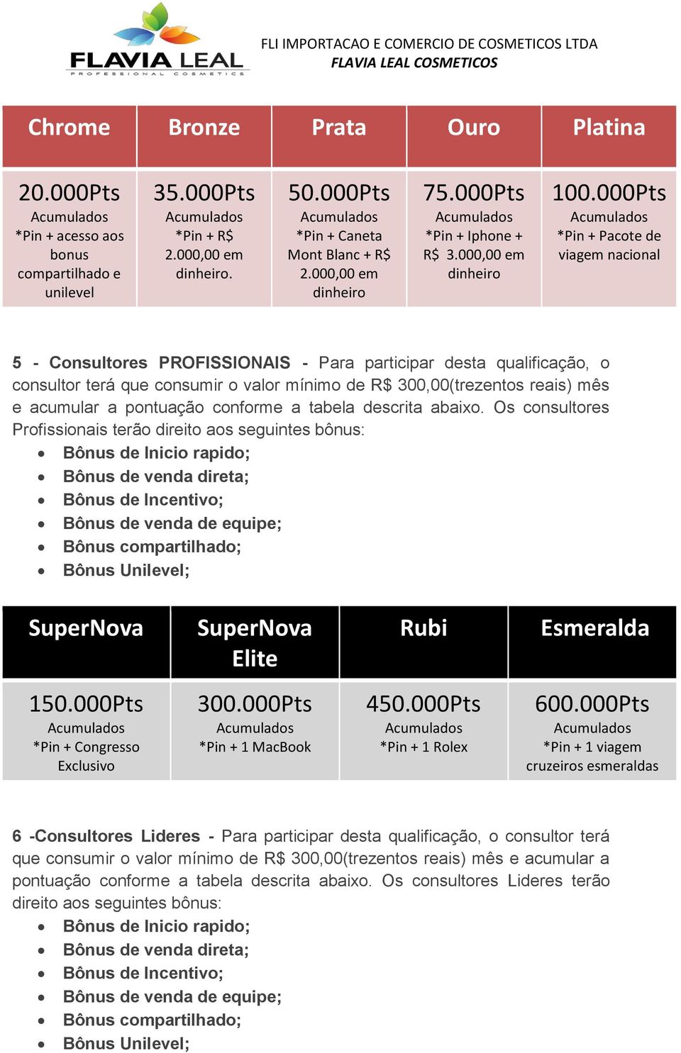 000Pts *Pin + Pacote de viagem nacional 5 - Consultores PROFISSIONAIS - Para participar desta qualificação, o consultor terá que consumir o valor mínimo de R$ 300,00(trezentos reais) mês e acumular a