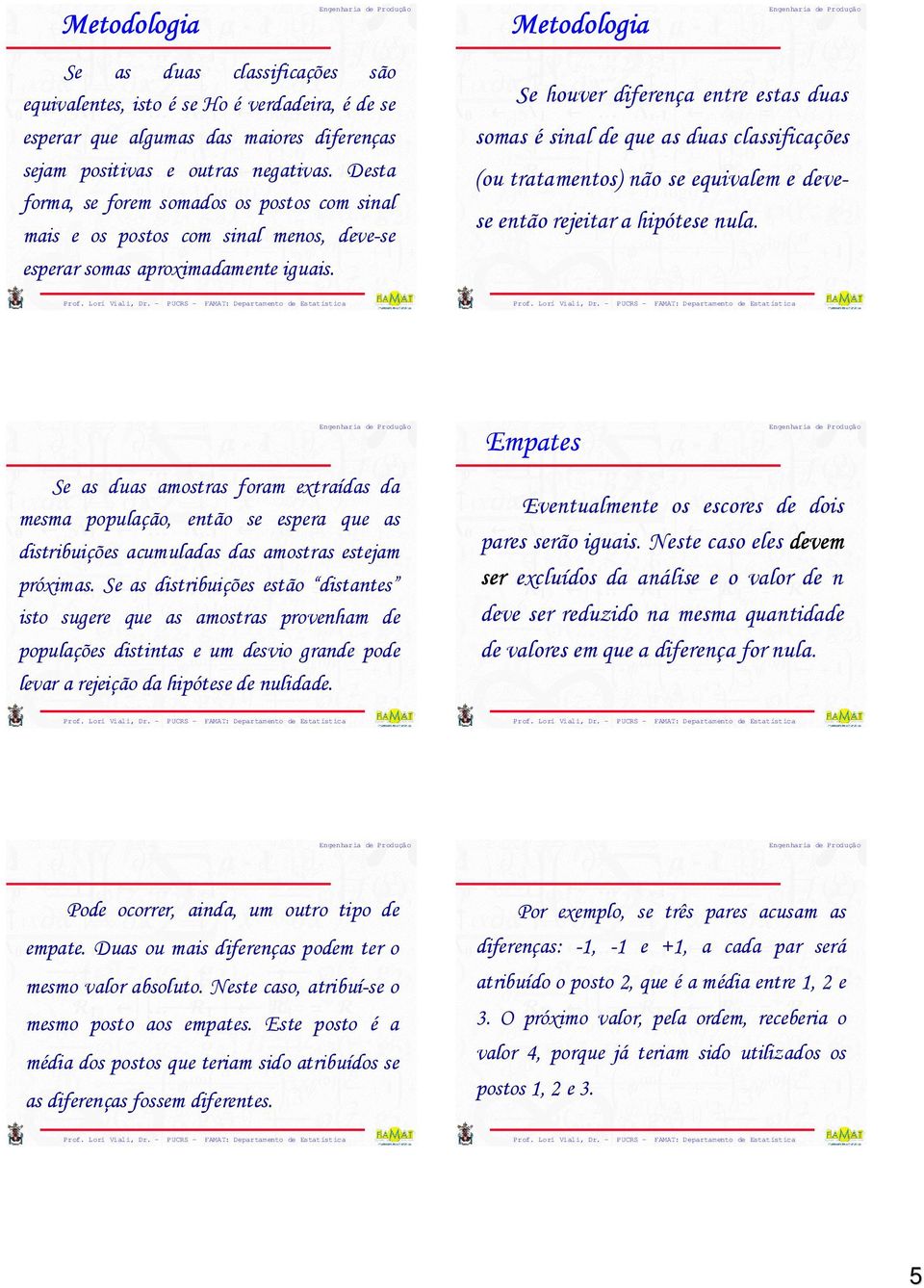 Se houver diferença entre estas duas somas é sinal de que as duas classificações (ou tratamentos) não se equivalem e devese então rejeitar a hipótese nula.