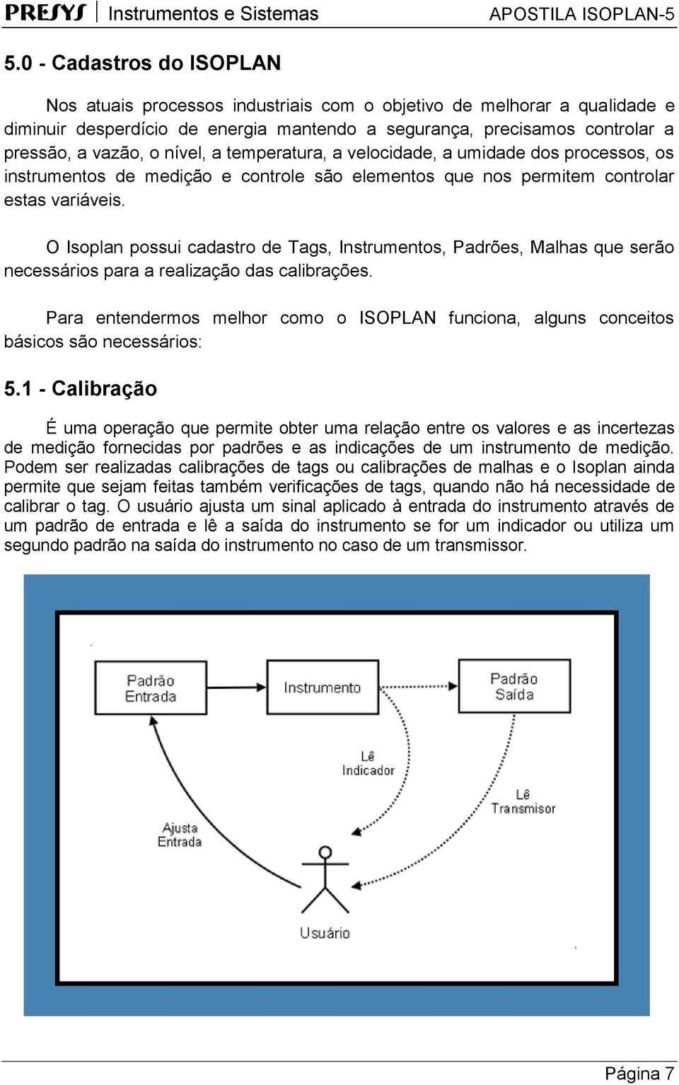 O Isoplan possui cadastro de Tags, Instrumentos, Padrões, Malhas que serão necessários para a realização das calibrações.