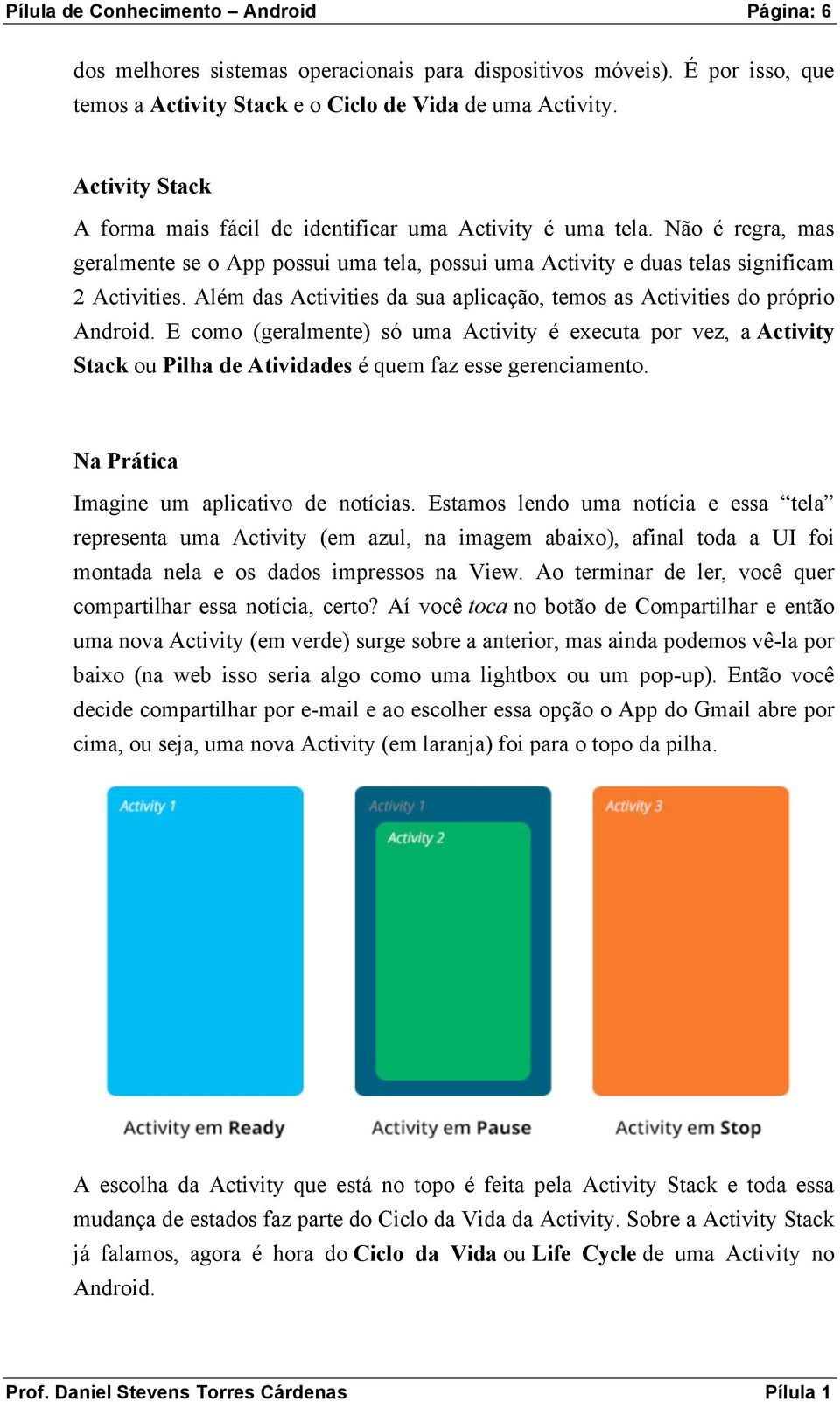 Além das Activities da sua aplicação, temos as Activities do próprio Android.