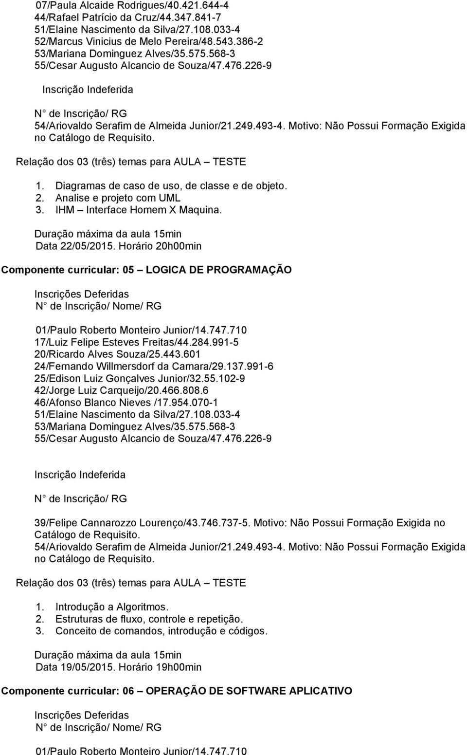 991-6 25/Edison Luiz Gonçalves Junior/32.55.102-9 42/Jorge Luiz Carqueijo/20.466.808.6 46/Afonso Blanco Nieves /17.954.070-1 53/Mariana Dominguez Alves/35.575.568-3 39/Felipe Cannarozzo Lourenço/43.