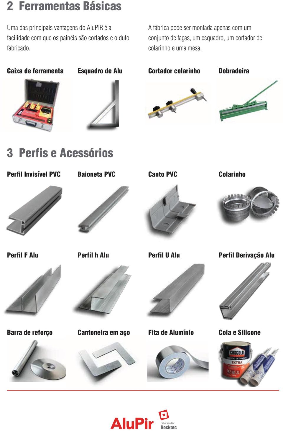 Caixa de ferramenta Cortador colarinho Dobradeira Esquadro de Alu 3 Perfis e Acessórios Perfil Invisível PVC Baioneta PVC