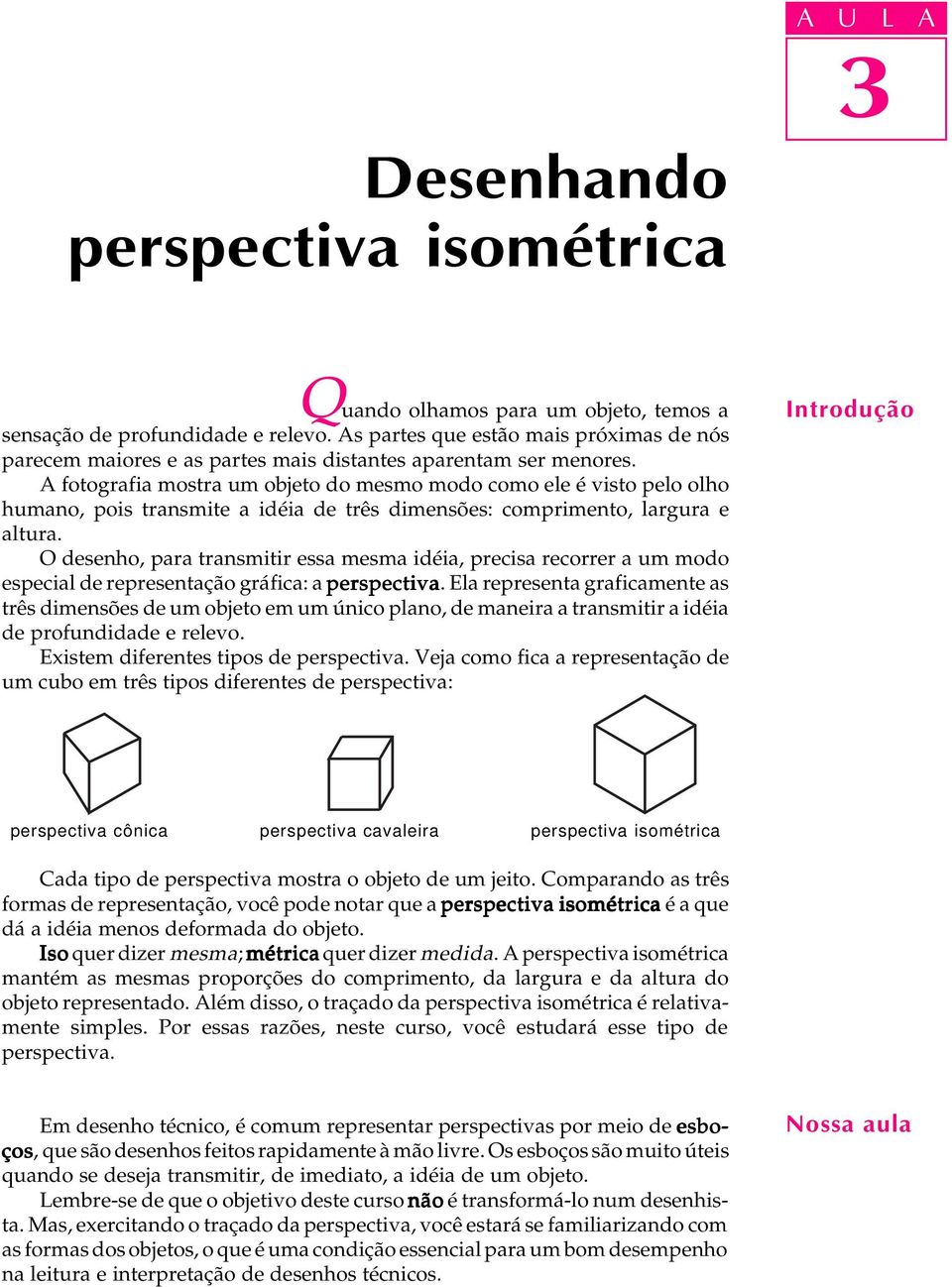 A fotografia mostra um objeto do mesmo modo como ele é visto pelo olho humano, pois transmite a idéia de três dimensões: comprimento, largura e altura.