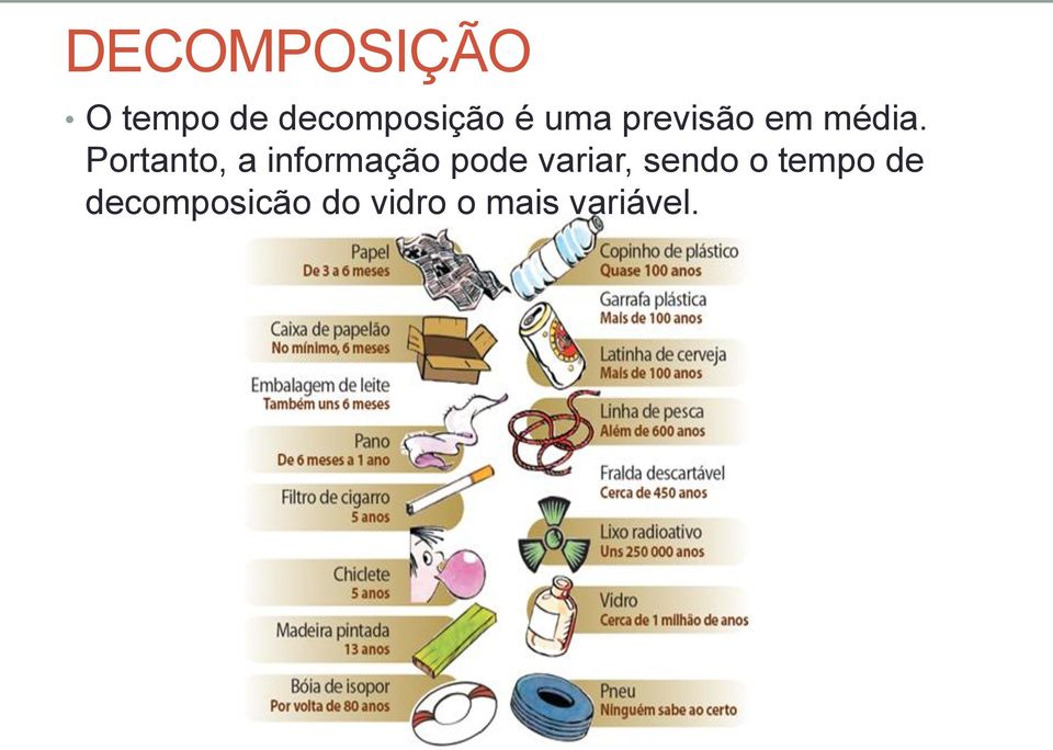 Portanto, a informação pode variar,