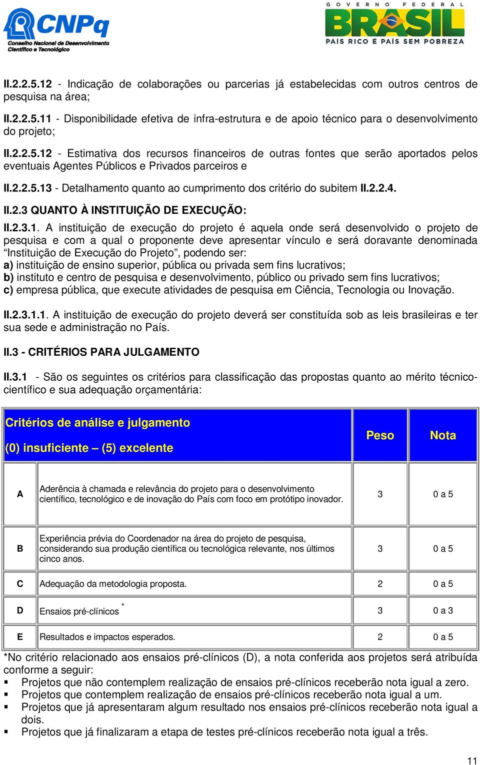 2.2.4. II.2.3 QUANTO À INSTITUIÇÃO DE EXECUÇÃO: II.2.3.1.