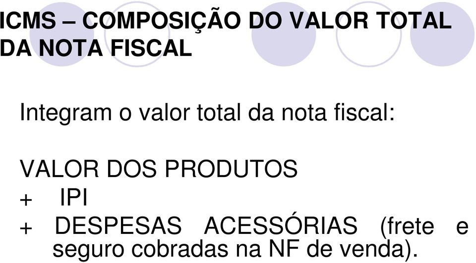 fiscal: VALOR DOS PRODUTOS + IPI + DESPESAS